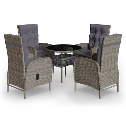 Set da Bistrot per Giardino 5 pz in Polyrattan Grigio - homemem39