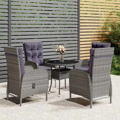 Set da Bistrot per Giardino 5 pz in Polyrattan Grigio - homemem39