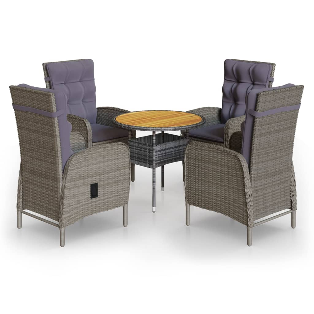 Set da Bistrot per Giardino 5 pz in Polyrattan Grigio - homemem39