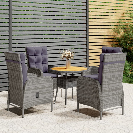 Set da Bistrot per Giardino 5 pz in Polyrattan Grigio - homemem39