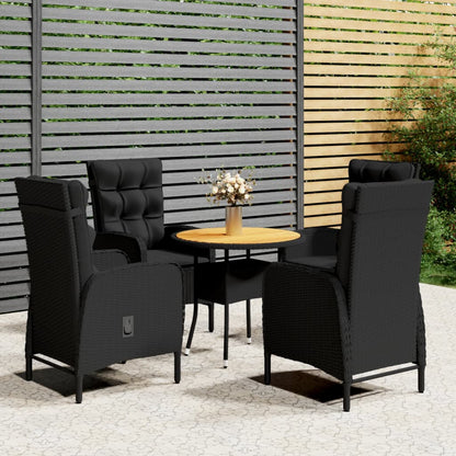 Set da Bistrot per Giardino 5 pz in Polyrattan Nero - homemem39