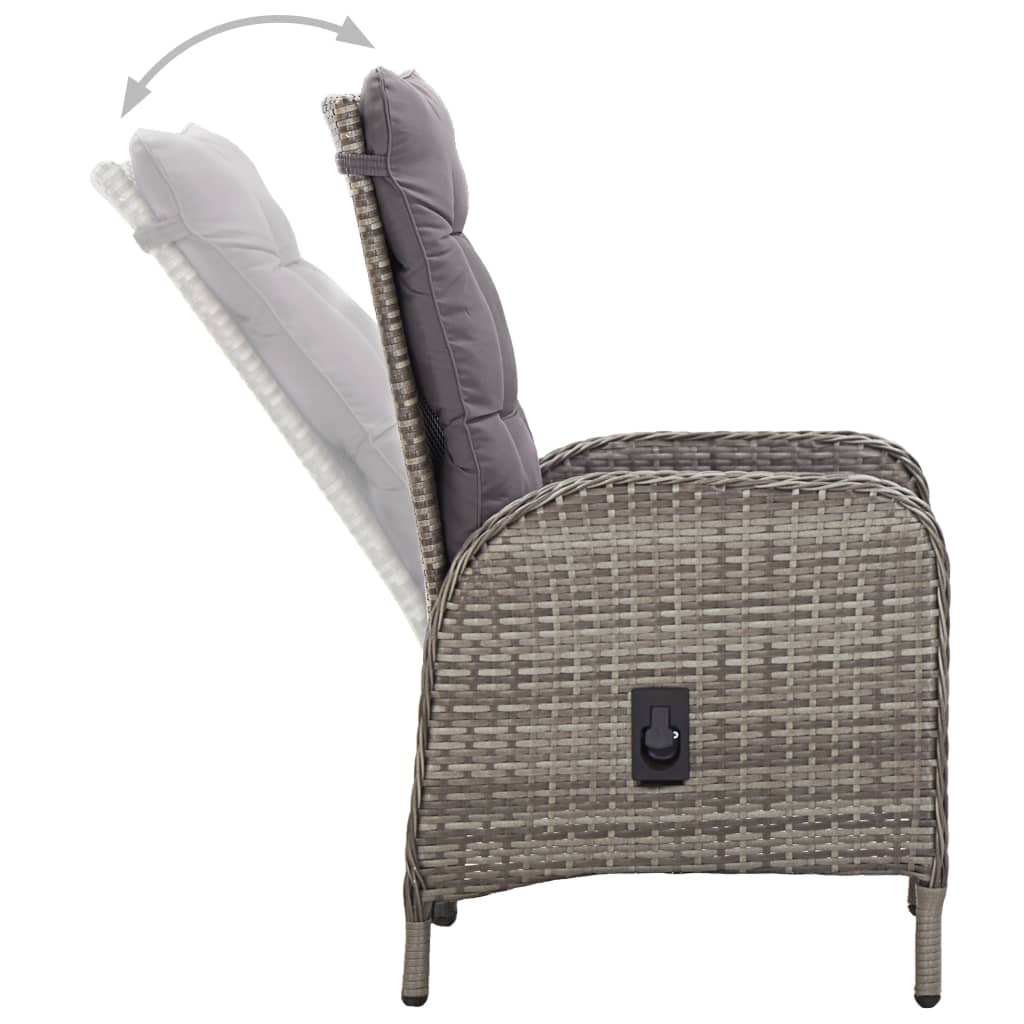 Set Pranzo da Giardino 11pz in Polyrattan Grigio - homemem39