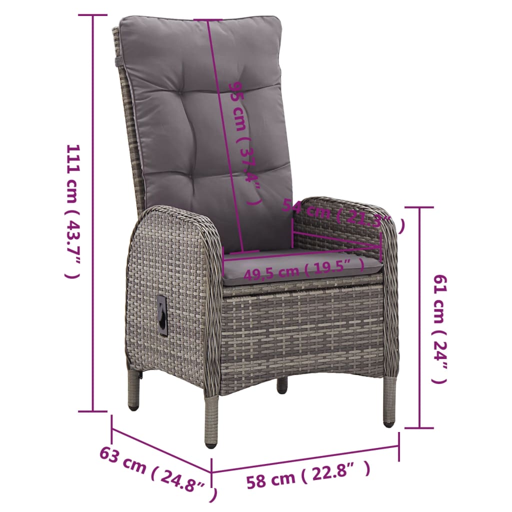 Set Pranzo da Giardino 11pz in Polyrattan Grigio - homemem39