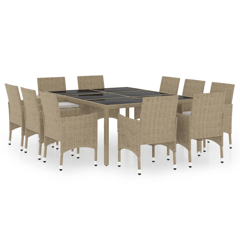 Set da Pranzo per Giardino 11 pz in Polyrattan Beige - homemem39