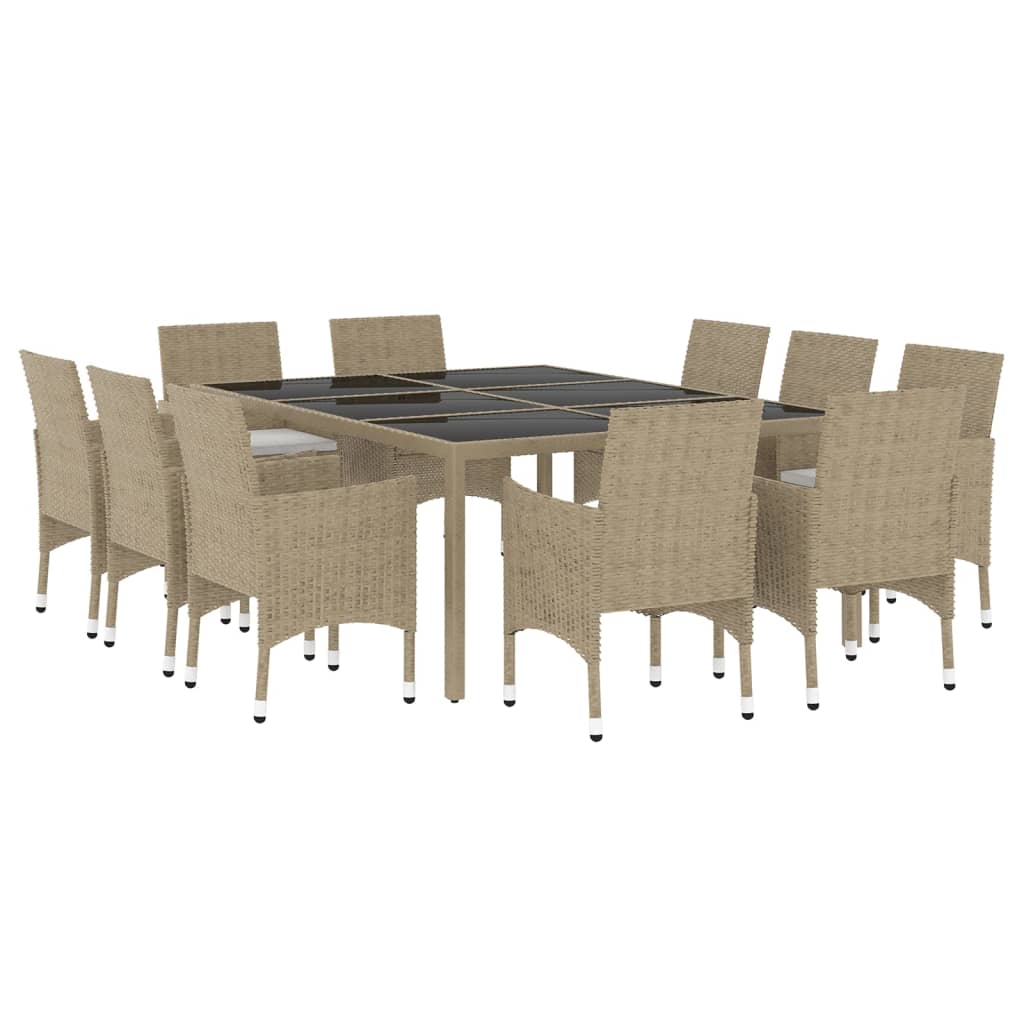 Set da Pranzo per Giardino 11 pz in Polyrattan Beige - homemem39