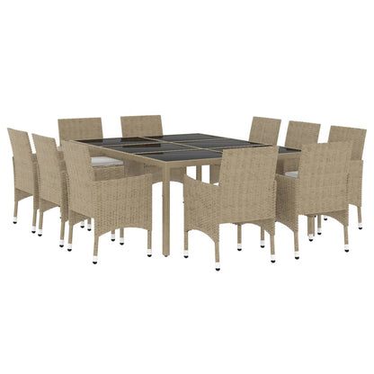 Set da Pranzo per Giardino 11 pz in Polyrattan Beige - homemem39