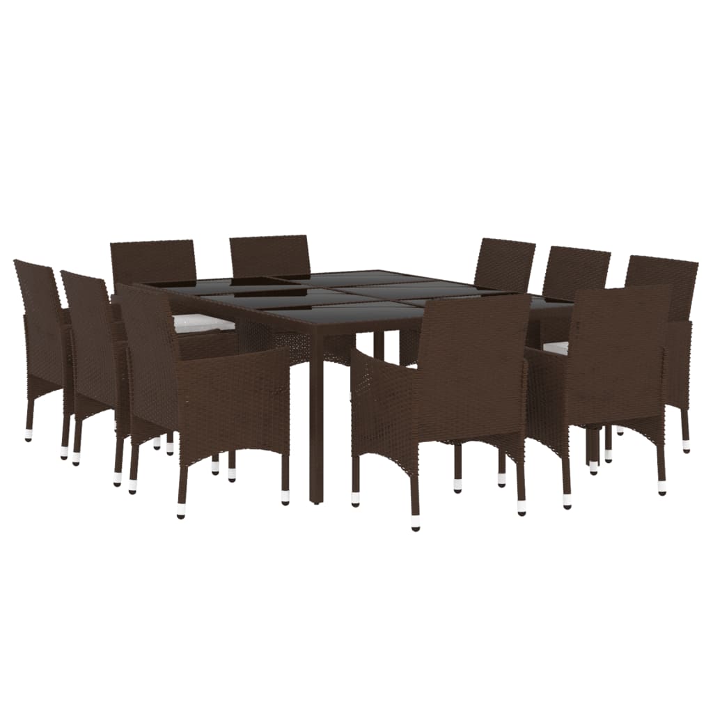 Set da Pranzo da Giardino 11 pz in Polyrattan Marrone - homemem39
