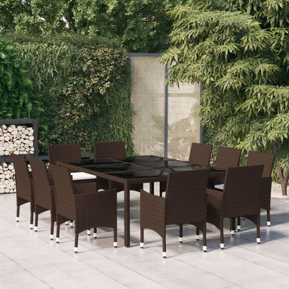 Set da Pranzo da Giardino 11 pz in Polyrattan Marrone - homemem39