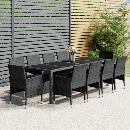 Set Pranzo da Giardino 11pz in Polyrattan Grigio - homemem39