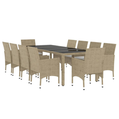 Set da Pranzo per Giardino 11 pz in Polyrattan Beige - homemem39