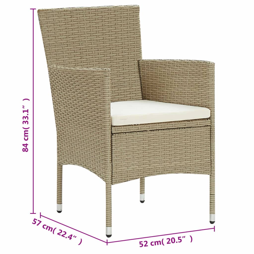 Set da Pranzo per Giardino 11 pz in Polyrattan Beige - homemem39
