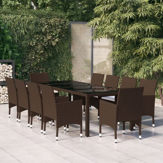 Set da Pranzo da Giardino 11 pz in Polyrattan Marrone - homemem39