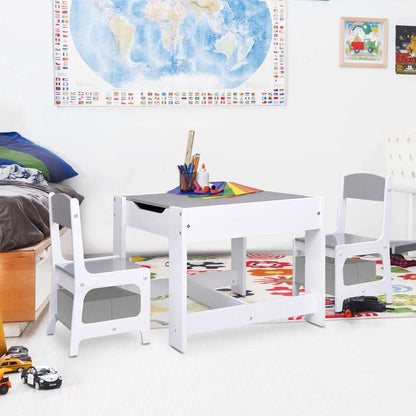 Tavolo per Bambini con 2 Sedie Bianco in MDF | homemem39