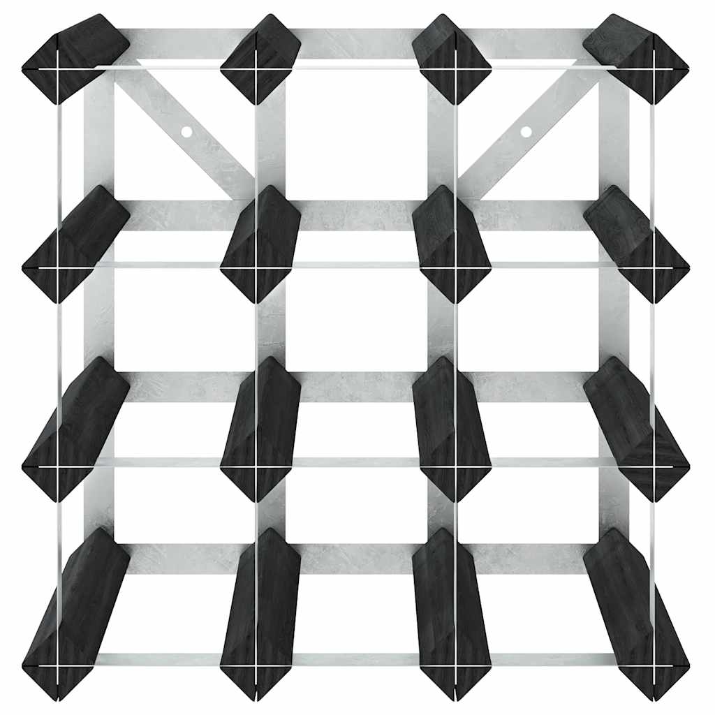 Portavini da 12 Bottiglie Nero in Legno Massello di Pino
