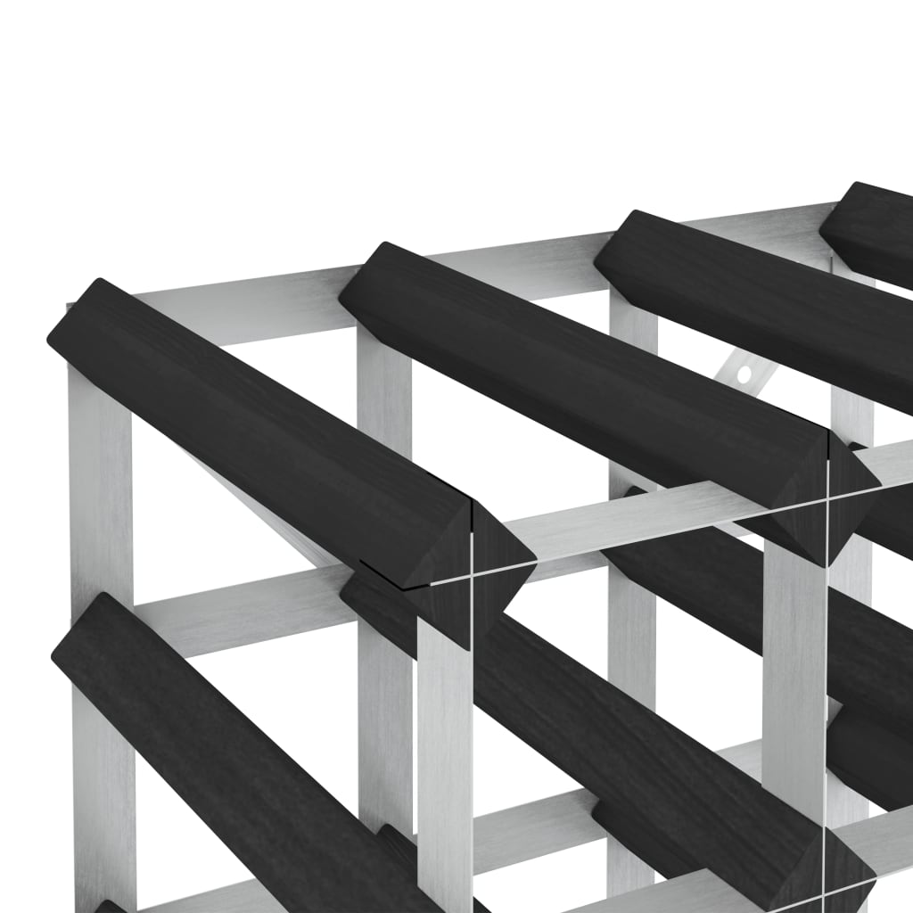 Portavini da 20 Bottiglie Nero in Legno Massello di Pino