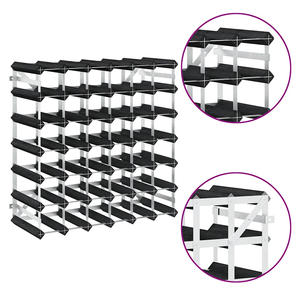 Portavini da 42 Bottiglie Nero in Legno Massello di Pino