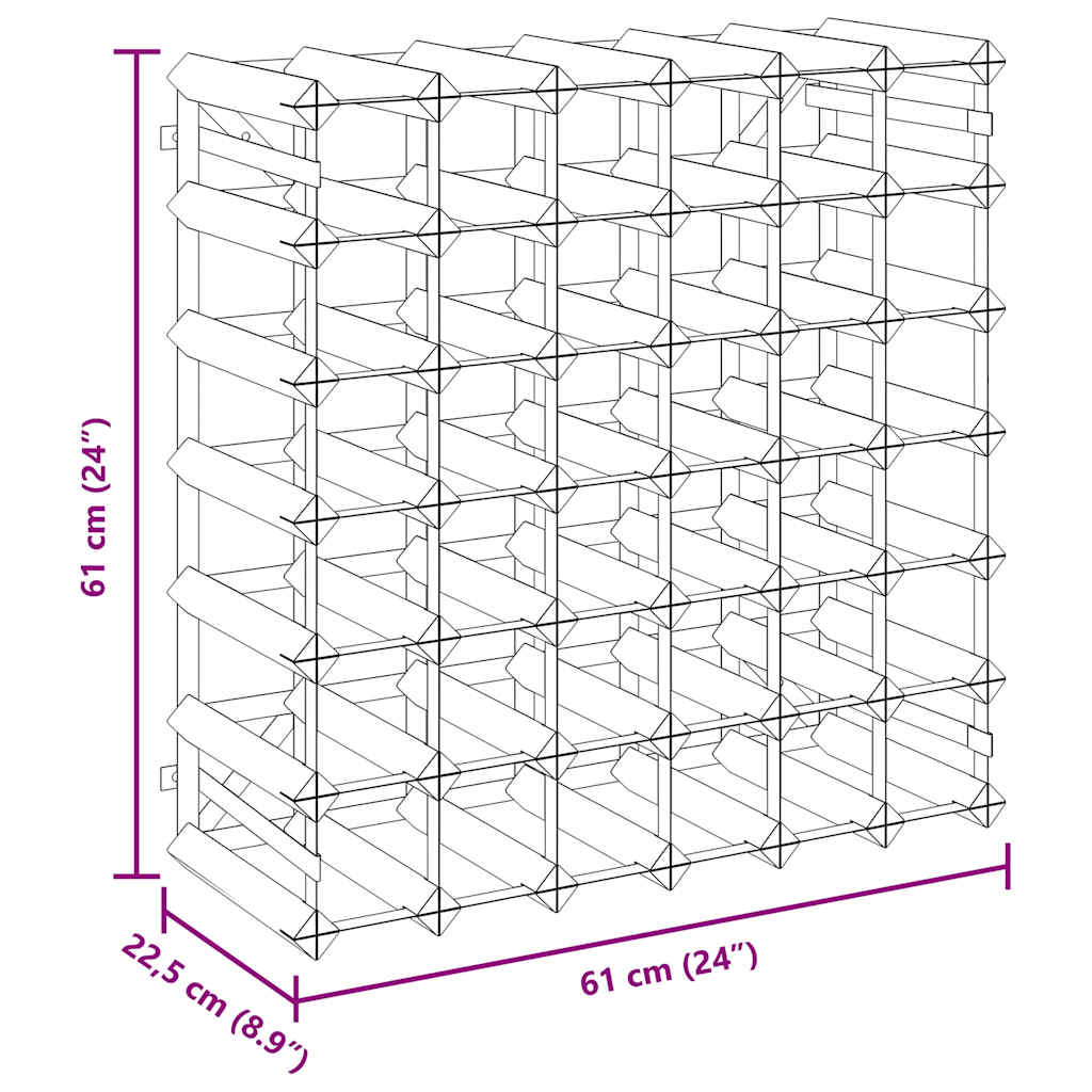 Portavini da 42 Bottiglie Nero in Legno Massello di Pino