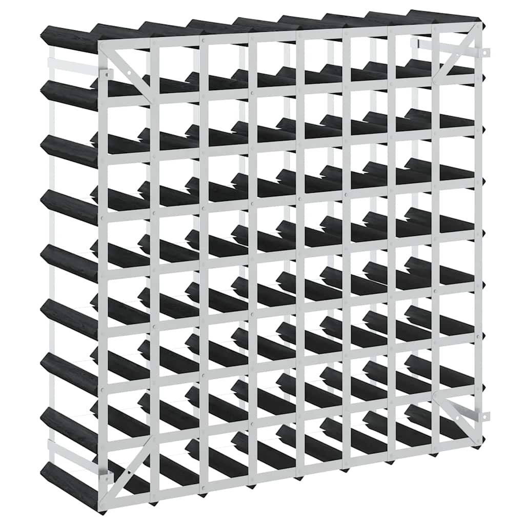 Portavini da 72 Bottiglie Nero in Legno Massello di Pino