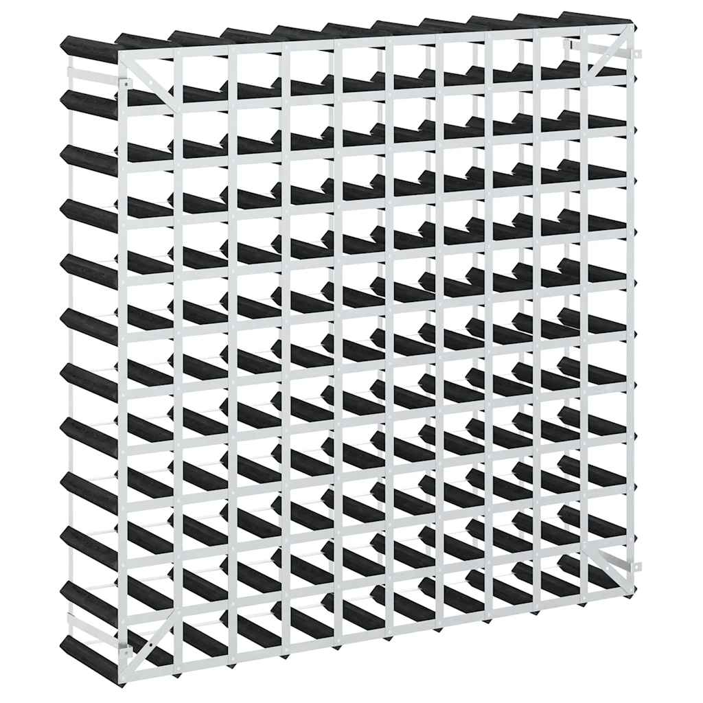 Portavini da 120 Bottiglie Nero in Legno Massello di Pino