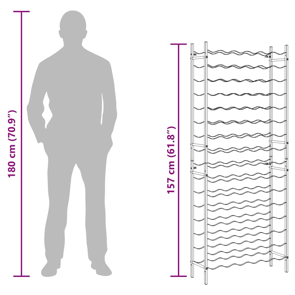 Portavini da 96 Bottiglie Nero in Ferro