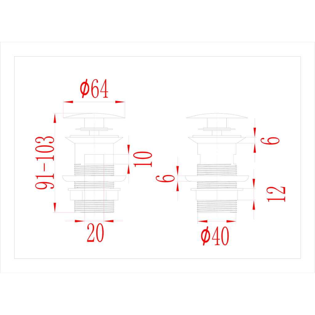 Scarico a Pressione con Funzione Troppopieno Nero 6,4x6,4x9,1cm - homemem39