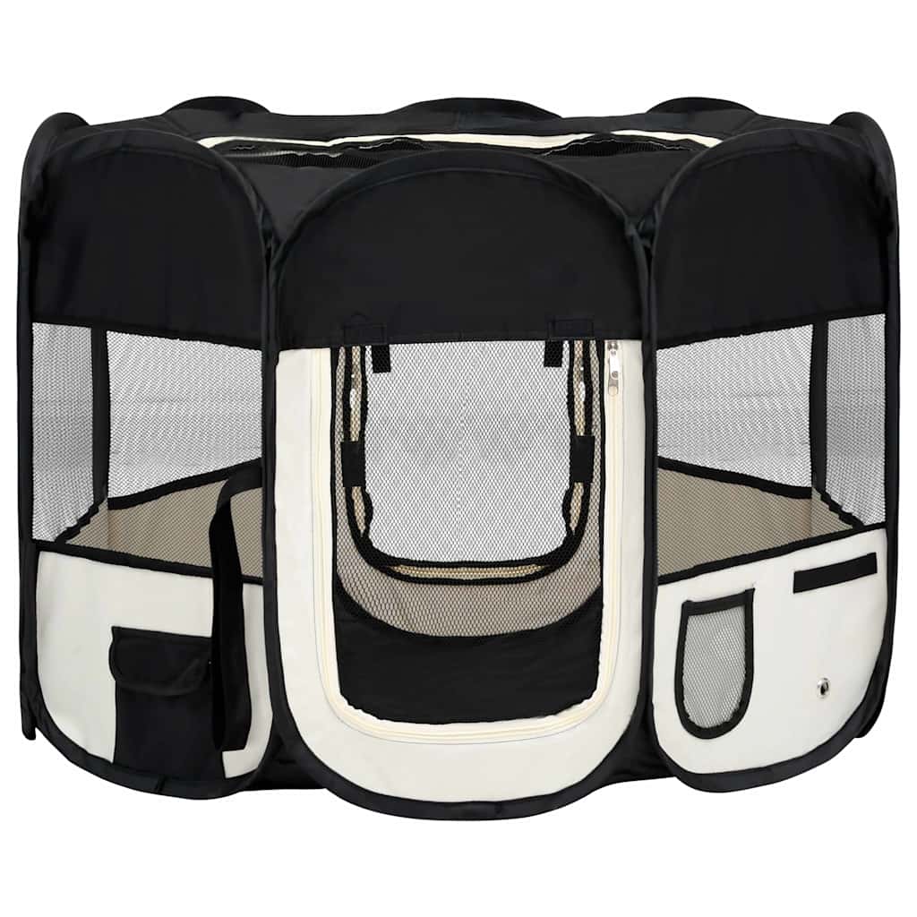 Box per Cani Pieghevole con Borsa Trasporto Nero 90x90x58 cm - homemem39