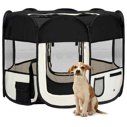 Box per Cani Pieghevole con Borsa Trasporto Nero 90x90x58 cm - homemem39