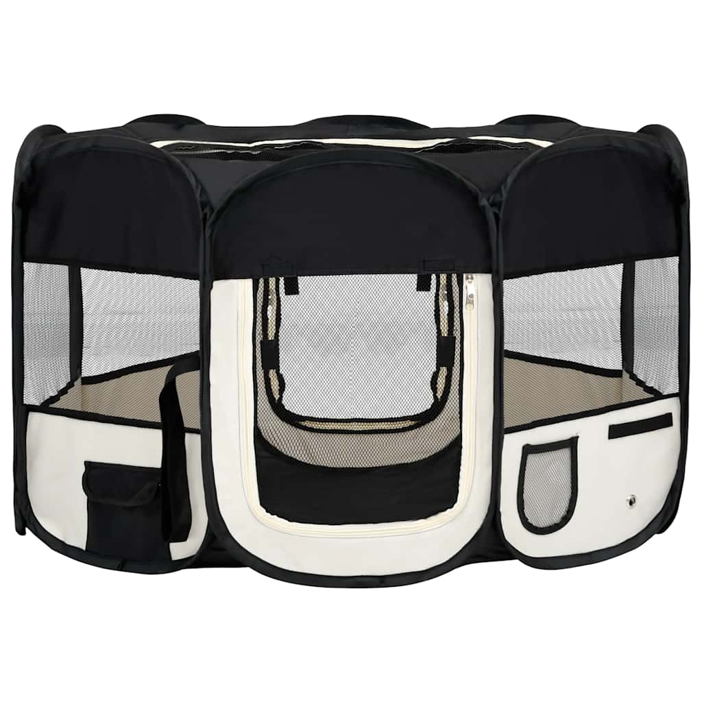 Box per Cani Pieghevole con Borsa Trasporto Nero 125x125x61 cm - homemem39