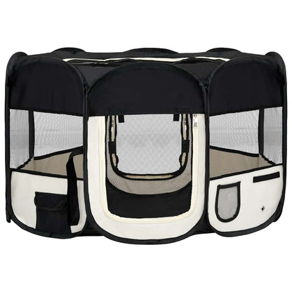 Box per Cani Pieghevole con Borsa Trasporto Nero 125x125x61 cm - homemem39