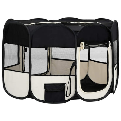 Box per Cani Pieghevole con Borsa Trasporto Nero 125x125x61 cm - homemem39