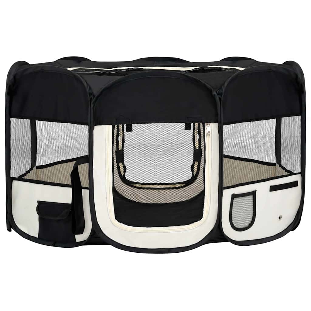 Box per Cani Pieghevole con Borsa Trasporto Nero 145x145x61 cm - homemem39