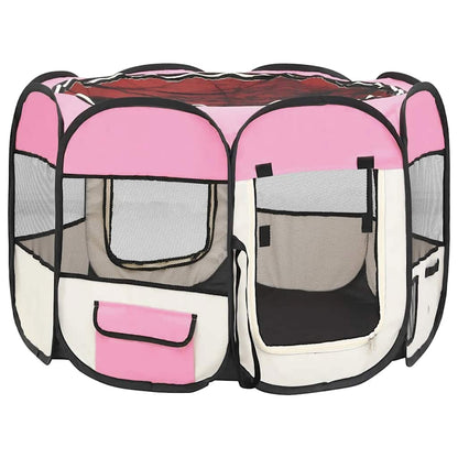 Box per Cani Pieghevole con Borsa Trasporto Rosa 90x90x58 cm | homemem39