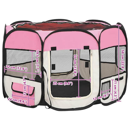 Box per Cani Pieghevole con Borsa Trasporto Rosa 90x90x58 cm | homemem39