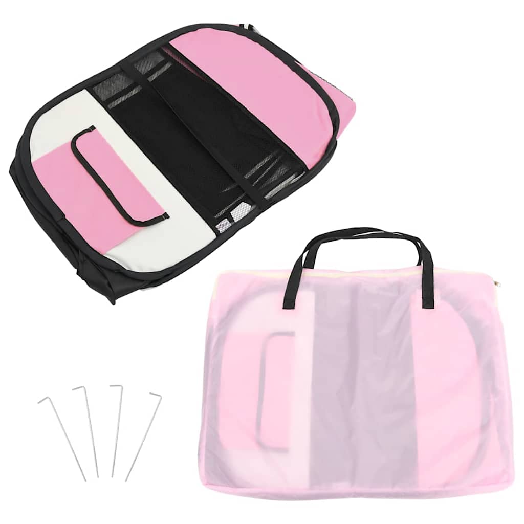 Box per Cani Pieghevole con Borsa Trasporto Rosa 110x110x58 cm - homemem39