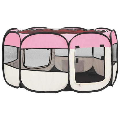 Box per Cani Pieghevole con Borsa Trasporto Rosa 145x145x61 cm - homemem39