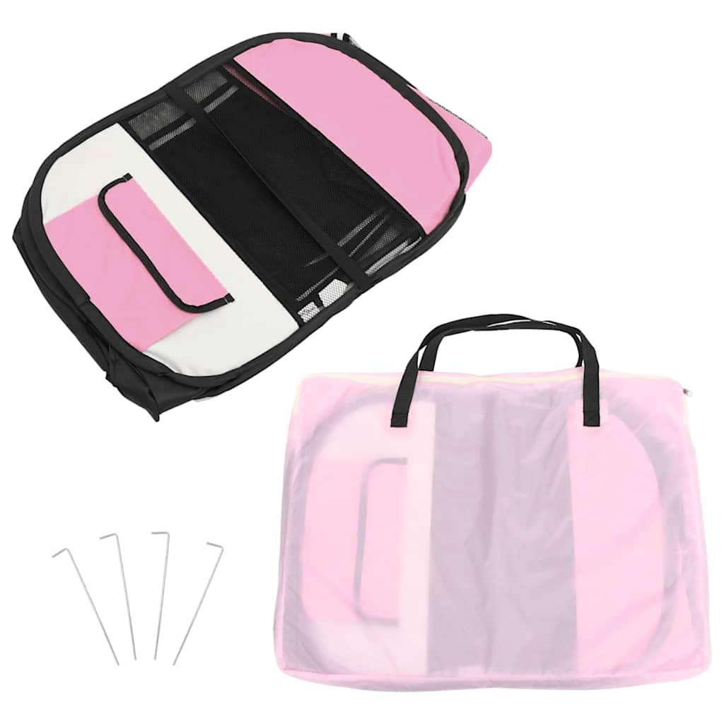 Box per Cani Pieghevole con Borsa Trasporto Rosa 145x145x61 cm - homemem39