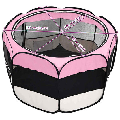 Box per Cani Pieghevole con Borsa Trasporto Rosa 145x145x61 cm - homemem39