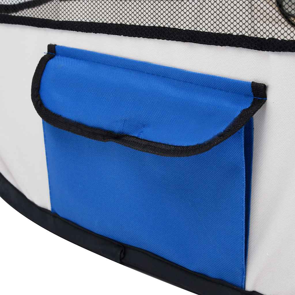 Box per Cani Pieghevole con Borsa Trasporto Blu 110x110x58 cm | homemem39