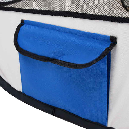 Box per Cani Pieghevole con Borsa Trasporto Blu 125x125x61 cm - homemem39