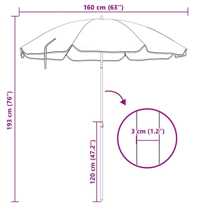 Ombrellone da Esterni con Palo in Acciaio 180 cm Sabbia | homemem39