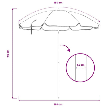 Ombrellone da Giardino con Palo in Acciaio 180 cm
