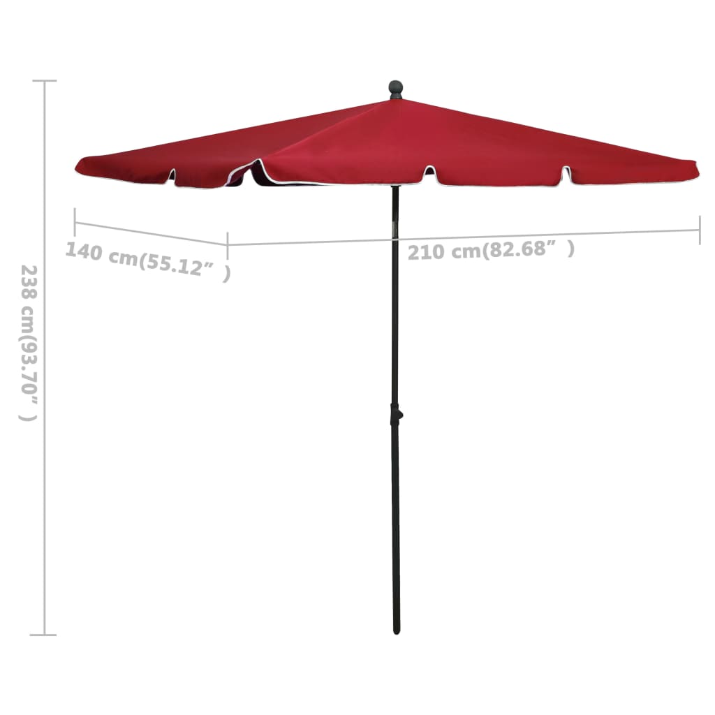 Ombrellone da Giardino con Palo 210x140 cm Rosso Bordò | homemem39