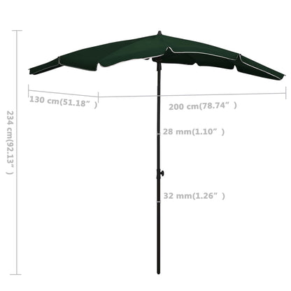 Ombrellone da Giardino con Palo 200x130 cm Verde | homemem39
