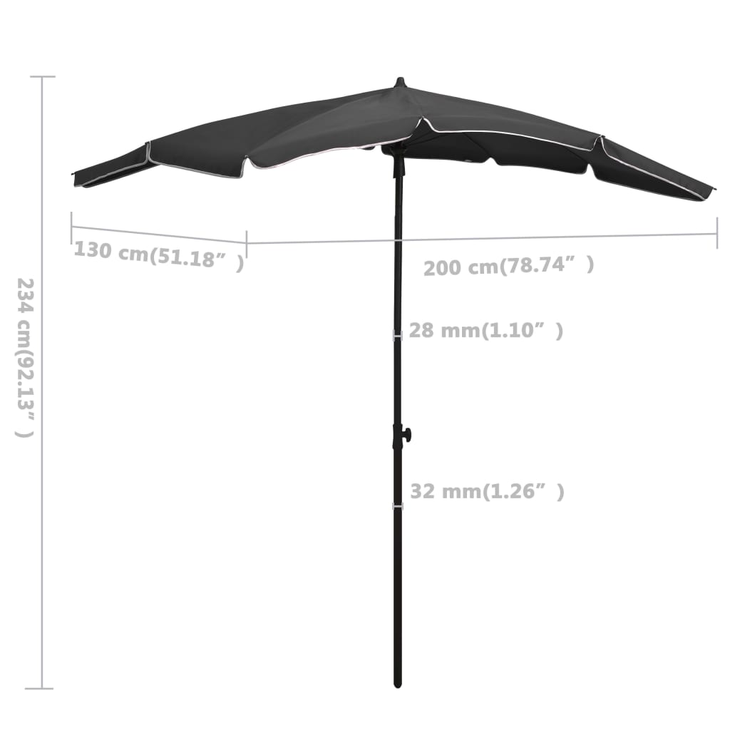 Ombrellone da Giardino con Palo 200x130 cm Antracite | homemem39