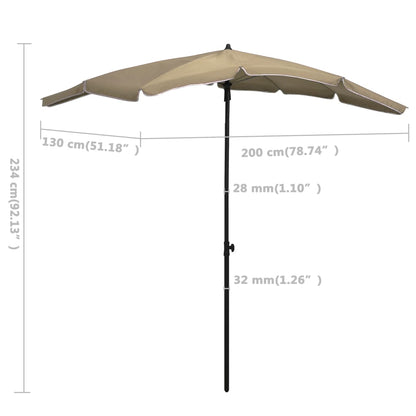 Ombrellone da Giardino con Palo 200x130 cm Tortora - homemem39