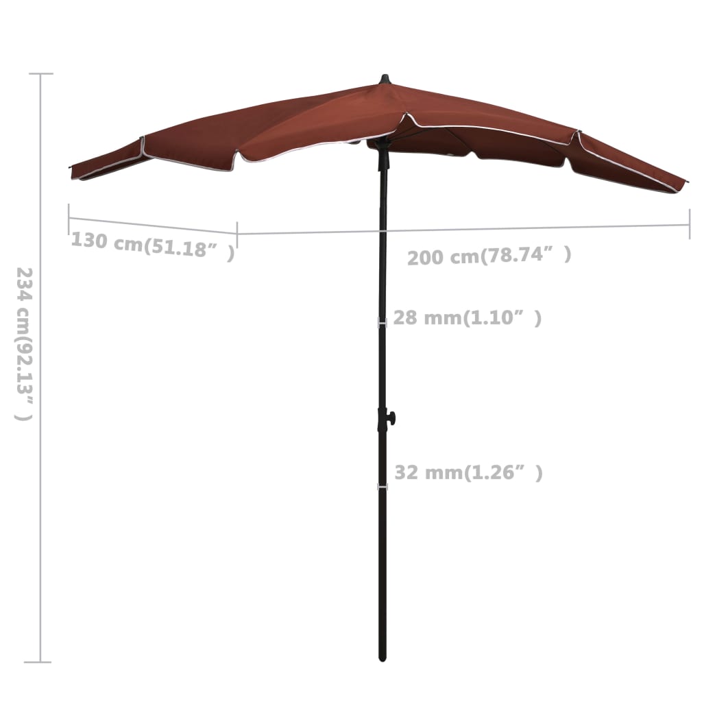 Ombrellone da Giardino con Palo 200x130 cm Terracotta | homemem39