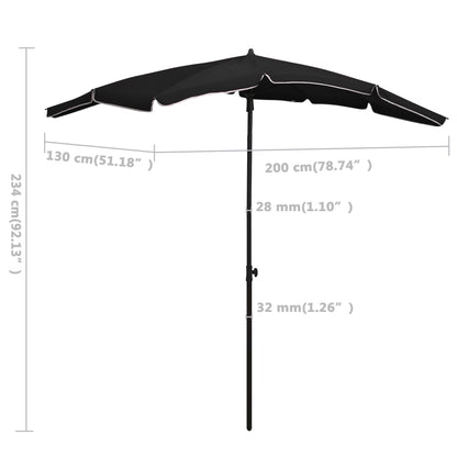 Ombrellone da Giardino con Palo 200x130 cm Nero | homemem39