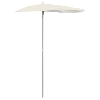 Ombrellone Semicircolare da Giardino con Palo 180x90 cm Sabbia | homemem39