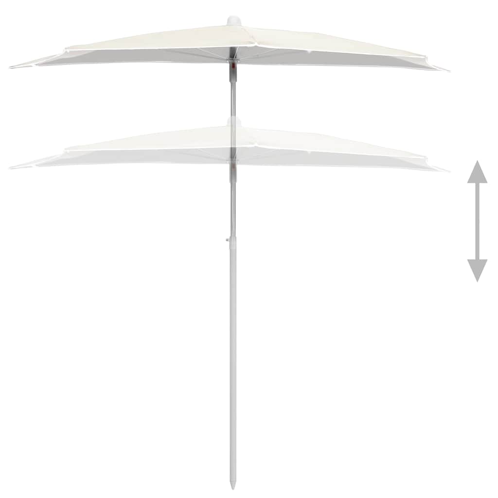 Ombrellone Semicircolare da Giardino con Palo 180x90 cm Sabbia