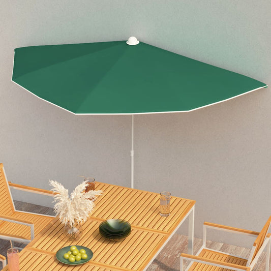 Ombrellone Semicircolare da Giardino con Palo 180x90 cm Verde | homemem39